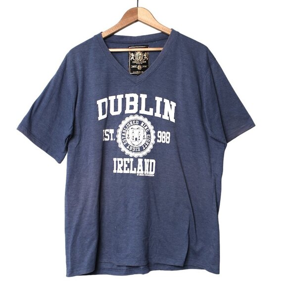 Dublin Ireland Est. 988 T-Shirt V-Neck Tee Irish Connection Blue St. Paddy's Day - Picture 1 of 6
